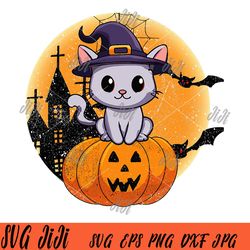 halloween cats png, cat witch png, halloween witcher cat png