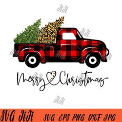 merry christmas buffalo truck tree red plaid leopard png, truck tree png, christmas png