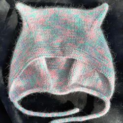 angora hat with cat ears, children's.