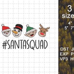 santa squad embroidery machine design, christmas santa embroidery machine design, christmas snowman embroidery file