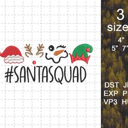 santa squad embroidery machine design, christmas reindeer embroidery machine design, santa hat embroidery machine design