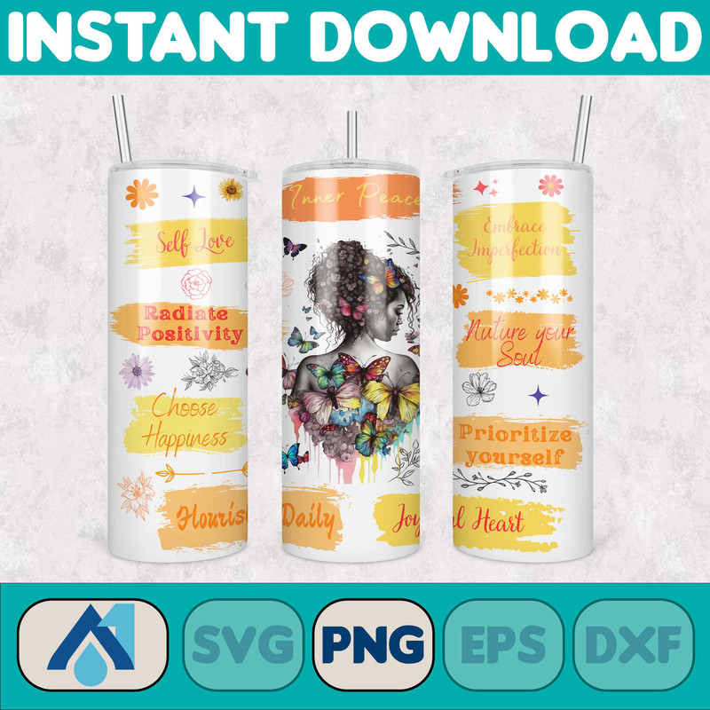 Design Positive Affirmations 20 oz Skinny Tumbler Sublimation Design Digital Download PNG Instant,Inspirational Butterfly (15).jpg