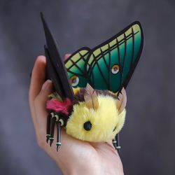 Spanish Moon Moth Plush Doll - Unique Art Toy Insect Figurine - Make to order!