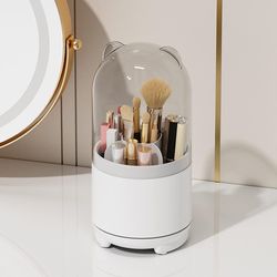 makeup brush storage cylinder, organizer with lid, rotating dustproof make up brushes container with clear(us customers)