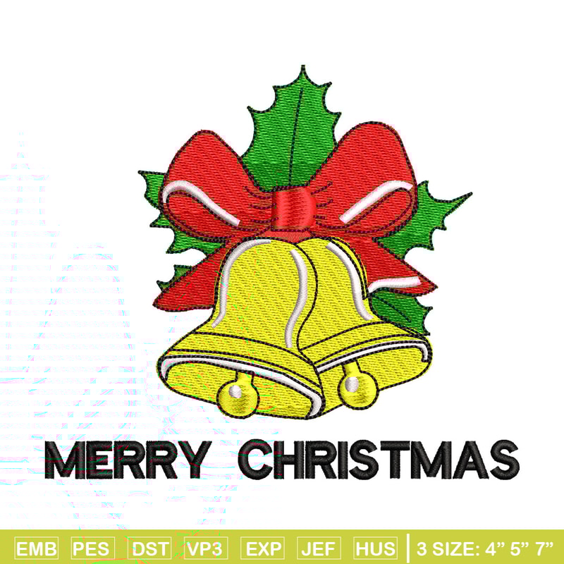 Bells chrismas embroidery design, Chrismas embroidery, Emb design, Embroidery shirt, Embroidery file, Digital download.jpg