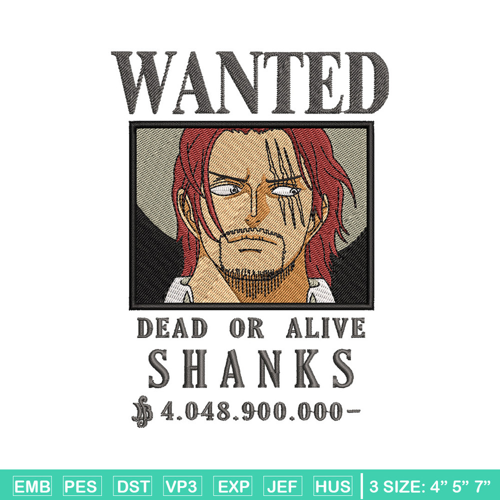 Bounty shanks embroidery design, One piece embroidery, Anime design, Embroidery shirt, Embroidery file,Digital download.zip.jpg