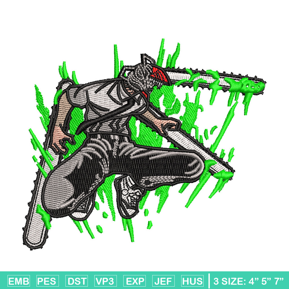 Chainsaw embroidery design, Chainsaw man embroidery, Anime design, Embroidery shirt, Embroidery file, Digital download.jpg