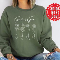 grandmas garden kids birth month flower shirt, moms garden gift, personalize mothers day gift, gift for mom, grandma gif