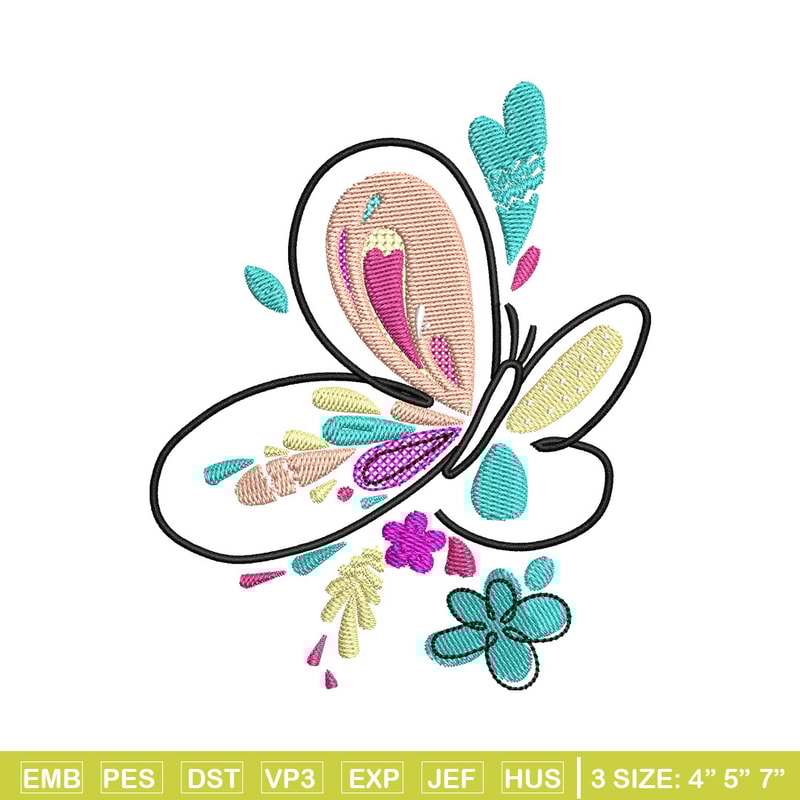 Butterfly color embroidery design, Butterfly embroidery, Embroidery file, Embroidery shirt, Emb design, Digital download.jpg