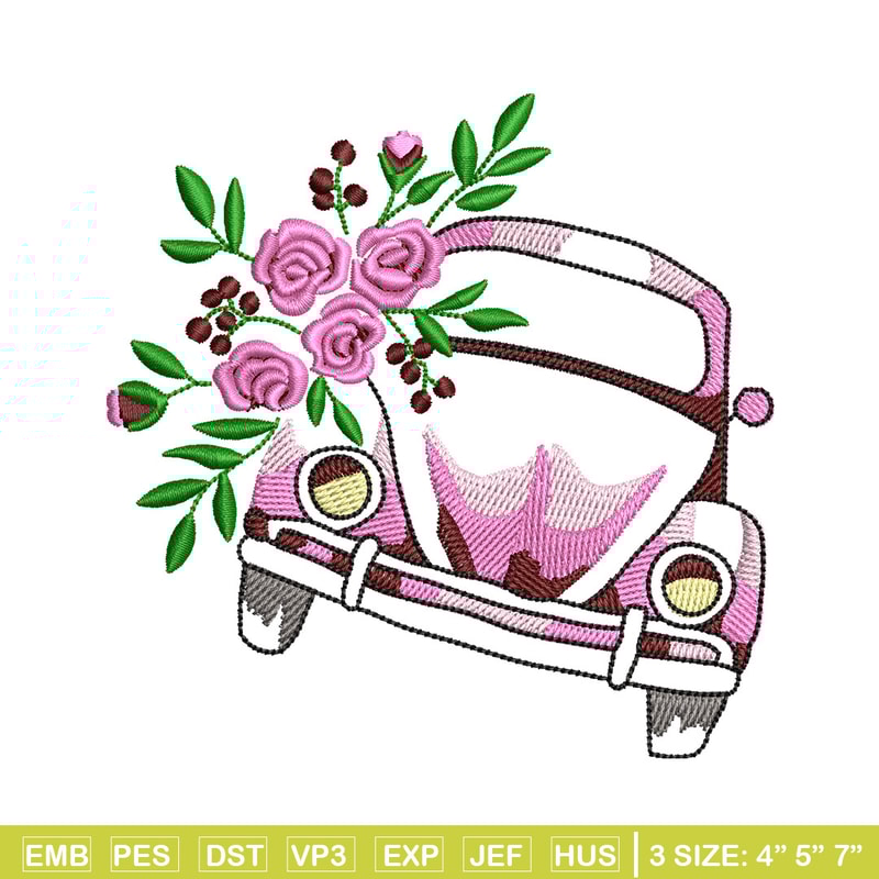 Car flower embroidery design, Car embroidery, Embroidery file, Embroidery shirt, Emb design, Digital download.jpg