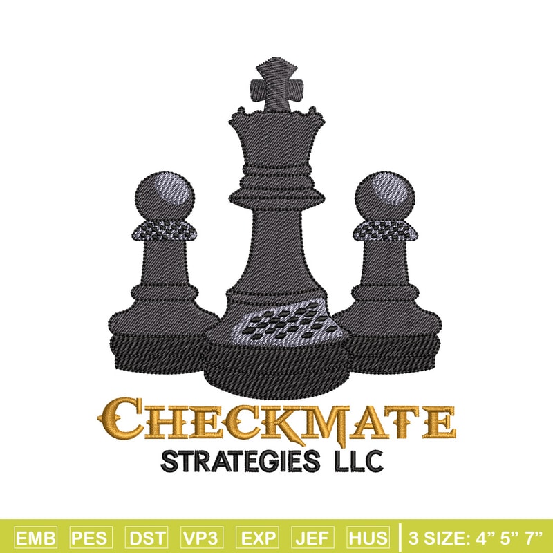 Check mate embroidery design, Chess embroidery, Embroidery file, Embroidery shirt, Emb design, Digital download.jpg