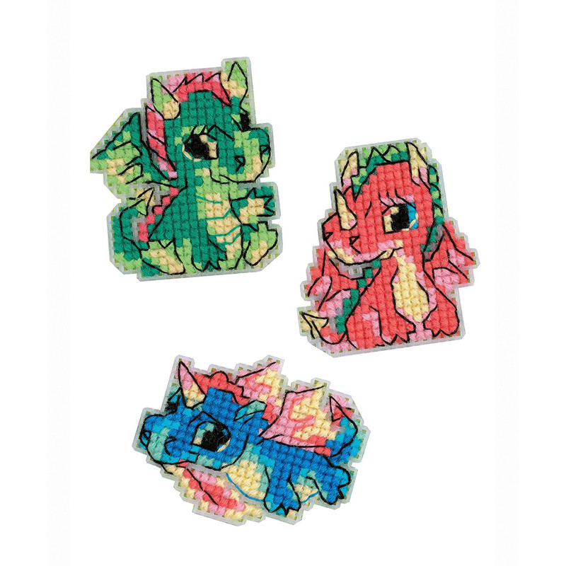 Cross Stitch Kit - Dragon Magnets - Embroidery Kit - Needlework Kit - DIY Kit.jpg
