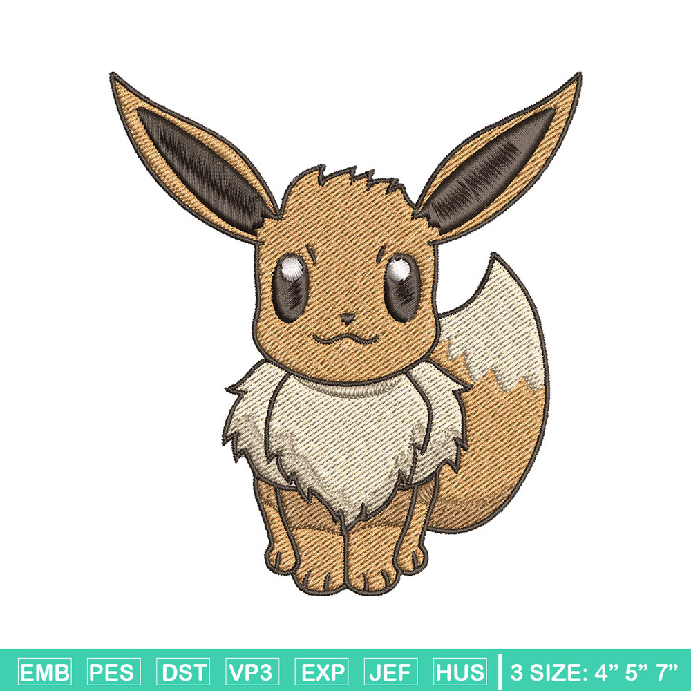 Eevee embroidery design, Pokemon embroidery, Anime design, Embroidery file, Digital download, Embroidery shirt.jpg