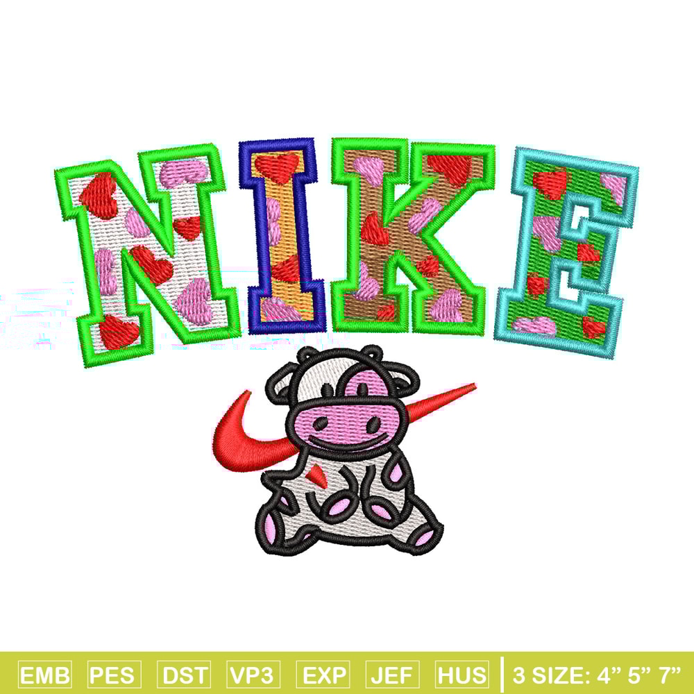Cow color x nike embroidery design, Cow embroidery, Nike design, Embroidery shirt, Embroidery file, Digital download.jpg