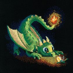 cross stitch kit - dragon and firefly - naughty lights - embroidery kit - needlework kit - diy kit