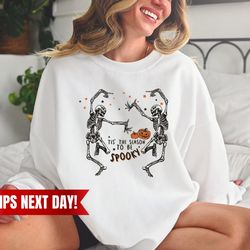 retro skeleton dance sweatshirt, vintage vibes for spooky season beyond, tis the season to be spooky, retro fall sweats