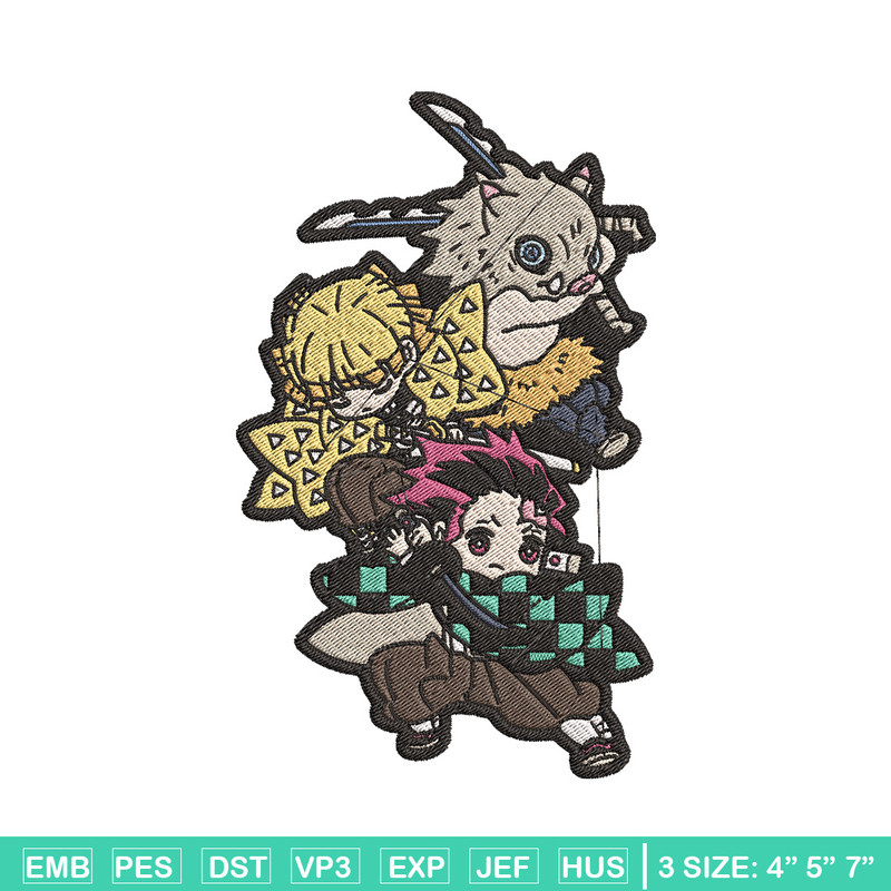 Friends chibi embroidery design, Tanjiro embroidery, Anime design, Embroidery shirt, Embroidery file, Digital download.jpg