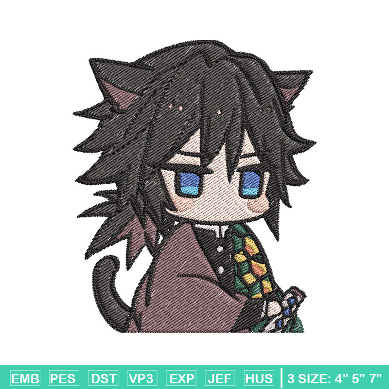 Giyu cat embroidery design, Giyu embroidery, Anime design, Embroidery shirt, Embroidery file, Digital download.jpg