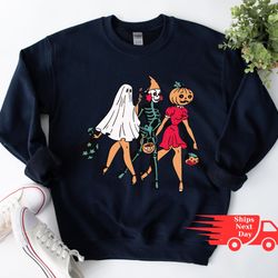 trick or treat halloween sweatshirt,cool halloween sweatshirt, spooky season ,funny halloween sweatshirt, happy hallowee