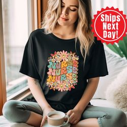 wildflowers nurse shirt, nurse shirt,nursing school tee cute nurse shirt nurse t-shirt tshirt for work rn nurse shirt re