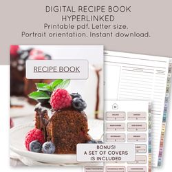 Digital Recipe Book. Family Cook Book. Hyperlinked Recipe Book.recipe Planner. Recipe Book Template. Digital Cook Book.