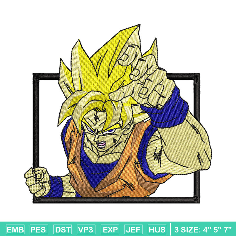 Goku ssj box embroidery design, Dragonball embroidery, Anime design, Embroidery shirt, Embroidery file,Digital download.jpg