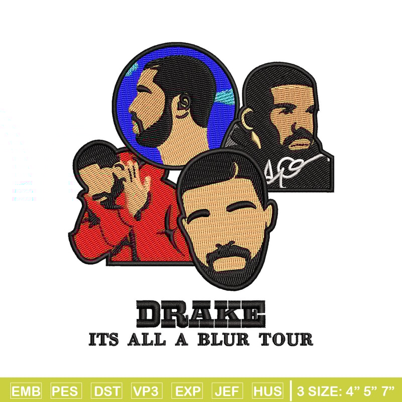 Its a blur tour embroidery design, Drake embroidery, Embroidery file, Embroidery shirt, Emb design, Digital download.jpg