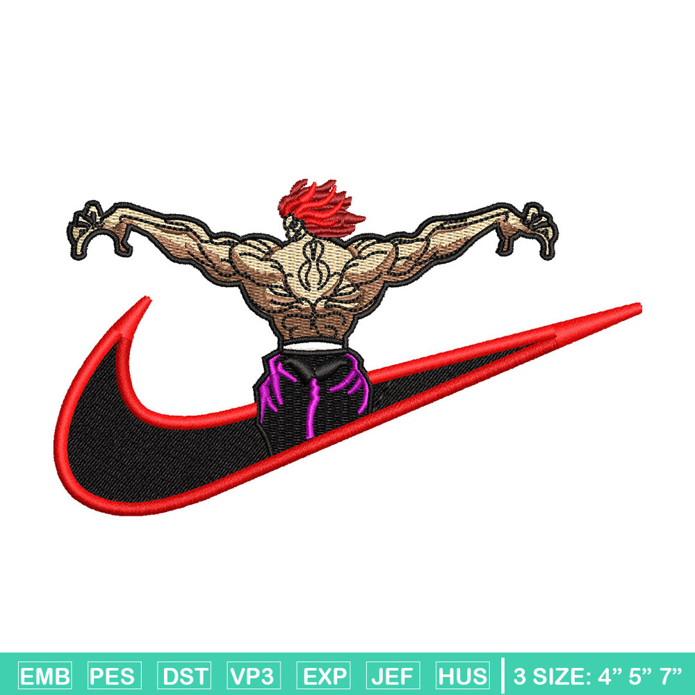 Hanma yujiro nike embroidery design, Baki embroidery, Nike design, Embroidery shirt, Embroidery file, Digital download.jpg