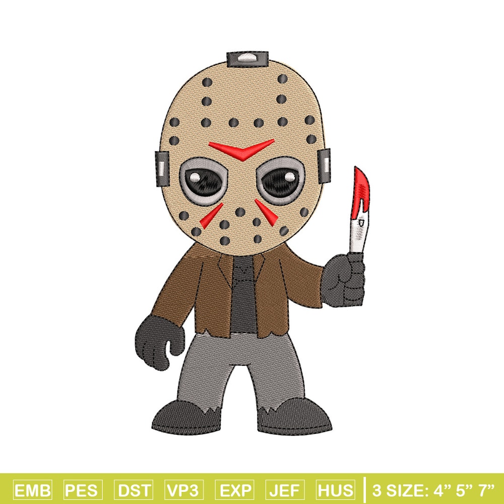 Jason Voorhees embroidery design, Horror embroidery, Embroidery file, Embroidery shirt, Emb design, Digital download.jpg