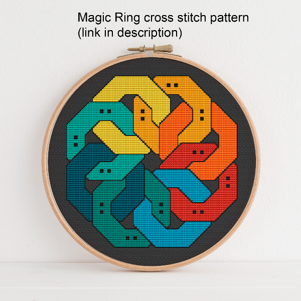 geometric cross stitch pattern hoop art