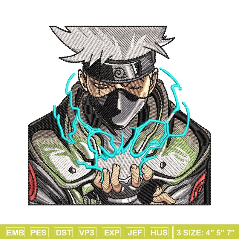 Kakashi chidori embroidery design, Naruto embroidery, Embroidery file, Embroidery shirt, Emb design, Digital download.jpg