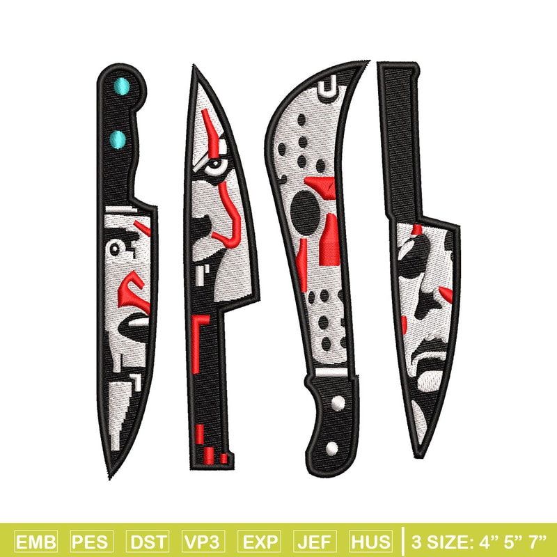 Knifes horror embroidery design, Horror embroidery, Embroidery file,Embroidery shirt, Emb design, Digital download.jpg