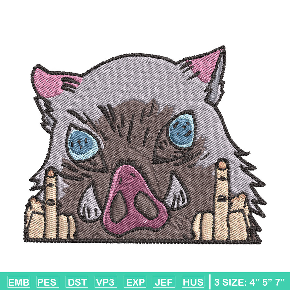 Inosuke boar embroidery design, Inosuke embroidery, Anime design, Embroidery shirt, Embroidery file,Digital download.jpg