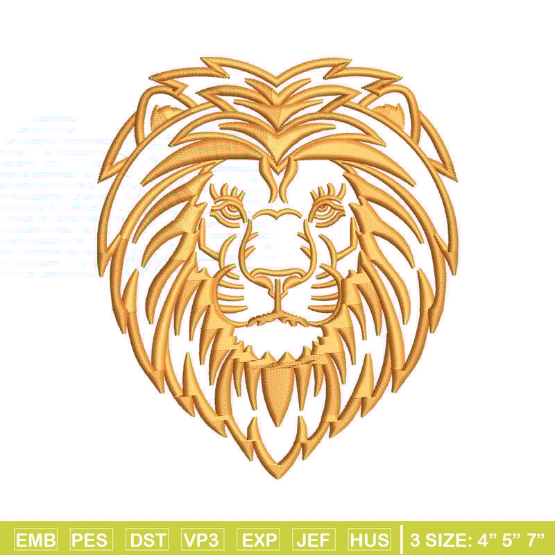 Lion face embroidery design, Lion embroidery, Embroidery file, Embroidery shirt, Emb design, Digital download.jpg