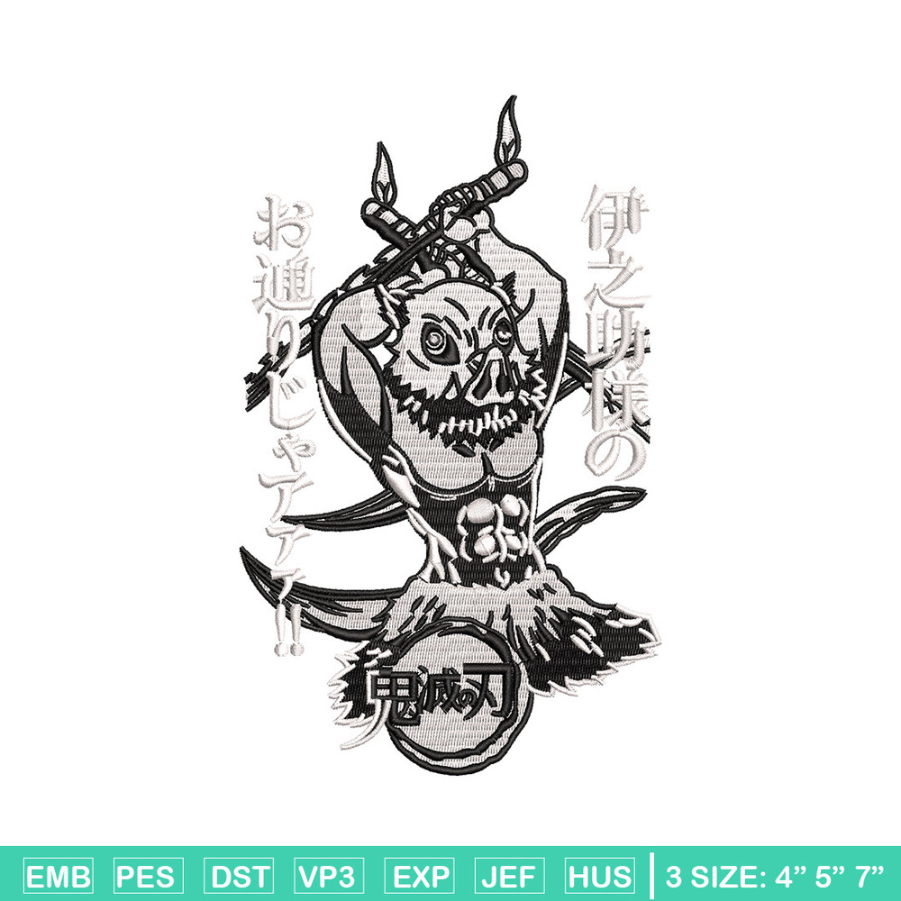 Inosuke hashibira embroidery design, Inosuke embroidery, Anime design,Embroidery shirt,Embroidery file, Digital download.jpg