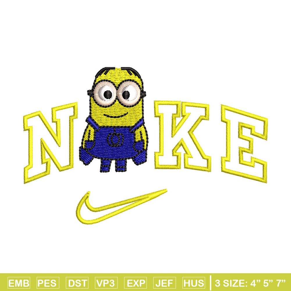Minion x nike embroidery design, Minion embroidery, Embroidery file, Embroidery shirt, Nike design, Digital download.jpg