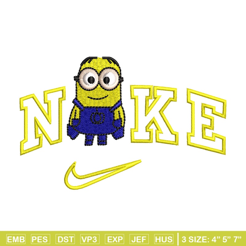 Minion x nike embroidery design, Minion embroidery, Embroidery file, Embroidery shirt, Nike design, Digital download.jpg