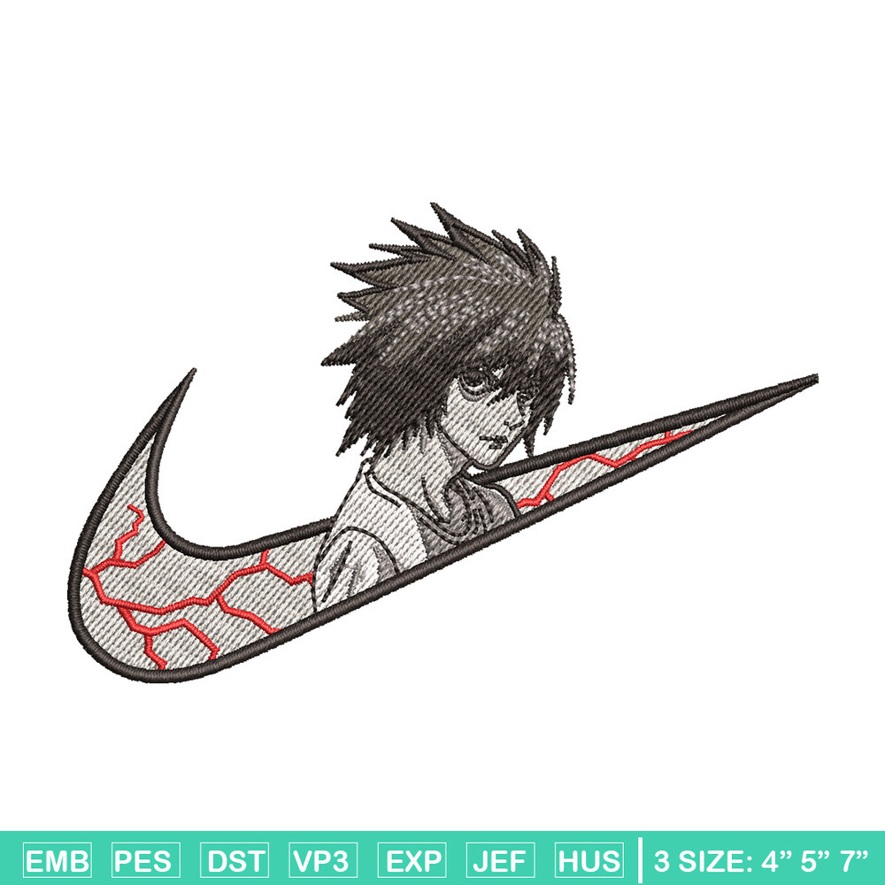L x nike embroidery design, Death note embroidery, Nike design, Embroidery shirt, Embroidery file, Digital download.jpg