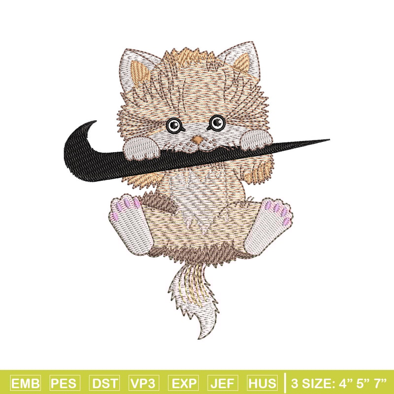 Nike cat cute embroidery design, Cat embroidery, Nike design, Embroidery shirt, Embroidery file, Digital download.jpg