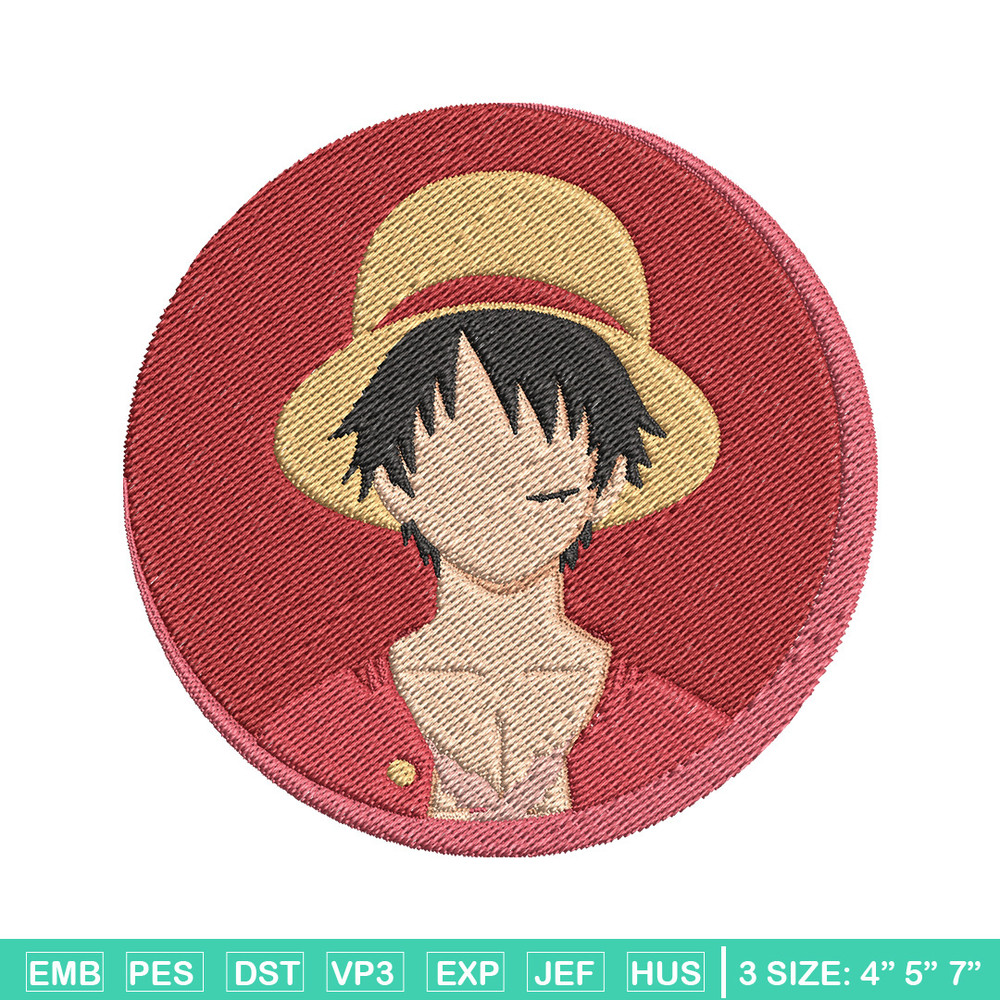 Luffy circle embroidery design, One piece embroidery, Anime design, Embroidery file, Embroidery shirt, Digital download.jpg