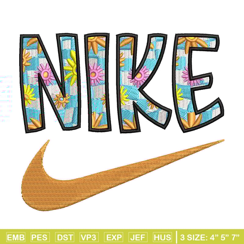 Nike flower embroidery design, Flower embroidery, Nike design, Embroidery shirt, Embroidery file,Digital download.jpg