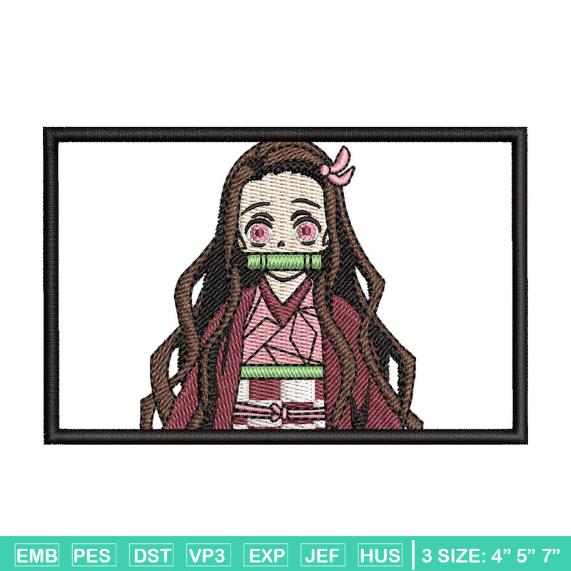 Nezuko rectangle embroidery design, Neuzko embroidery, Anime design, Embroidery shirt, Embroidery file, Digital download.jpg