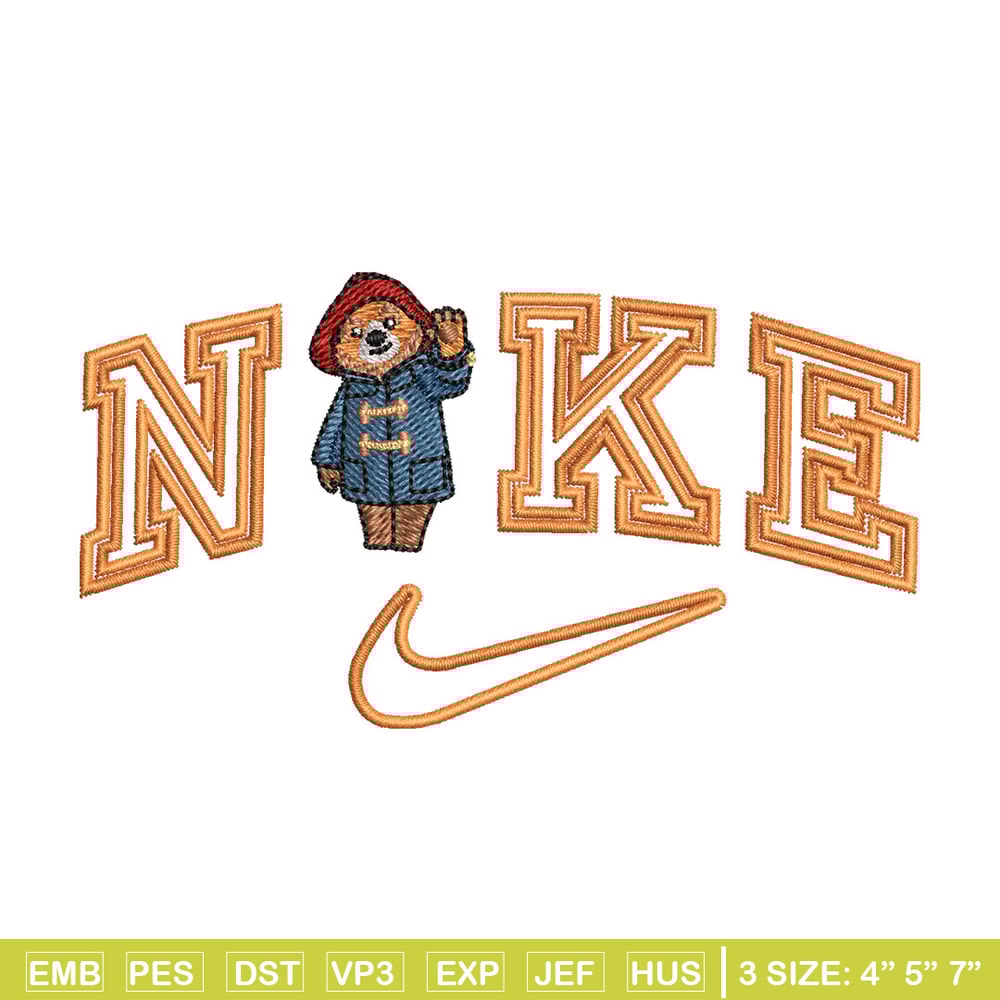 Nike x bear embroidery design, Bear embroidery, Nike design, Embroidery shirt, Embroidery file,Digital download.jpg
