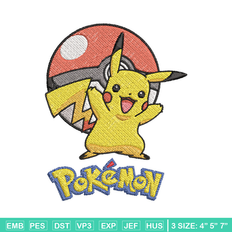 Pikachu embroidery design, Pokemon embroidery, Anime design, Embroidery shirt, Embroidery file, Digital download (2).jpg