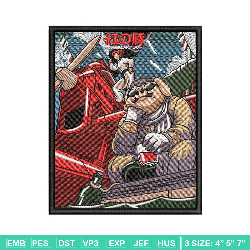 Porco Rosso embroidery design, Ghibli embroidery, Anime design, Embroidery shirt, Embroidery file, Digital download.jpg