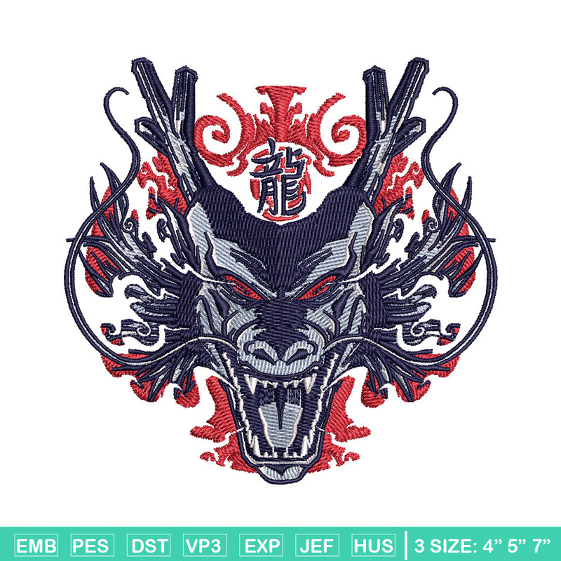 Shenron black embroidery design, Dragonball embroidery, Anime design, Embroidery shirt, Embroidery file, Digital download.jpg
