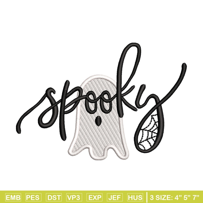 Spooky ghost embroidery design, Spooky embroidery, Emb design, Embroidery shirt, Embroidery file, Digital download.jpg