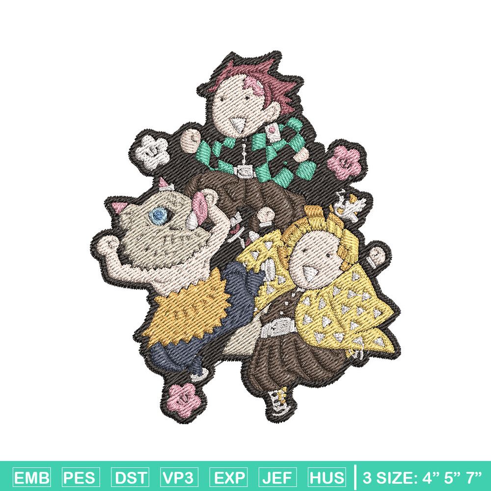 Tanjiro friends embroidery design, Tanjiro embroidery, Embroidery shirt, Embroidery file, Anime design, Digital download.jpg