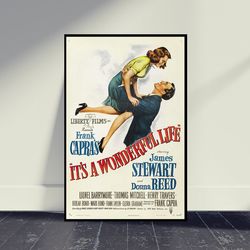 it's a wonderful life movie poster wall art, living room decor, home decor, art poster for gift, vintage movie poster, m
