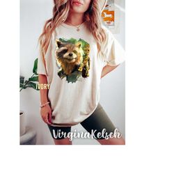comfort colors retro rocket racoon and groot shirt, marvel guardians of the galaxy shirt, rocket racoon shirt, groot shi